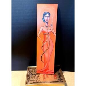 RARE vintage Cate Rangel painting  Intermission acrylic on Birch wood wall decor
